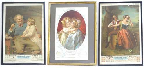 Three advertising calendar prints / posters comprising two f...