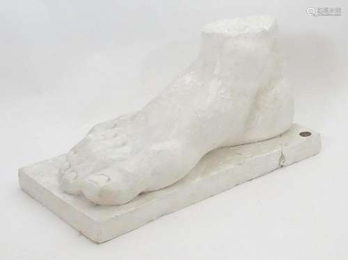 A 20thC plaster cast model of a right foot. With Aynhoe Park...