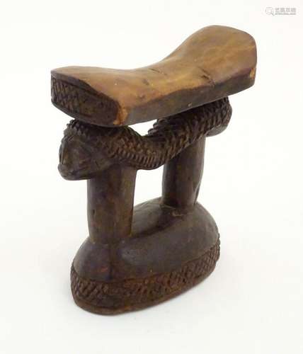 Ethnographic / Native / Tribal : A carved African headrest w...