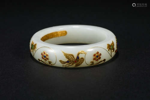 Tang Dynasty Hetian Jade Bird Pattern Bracelet