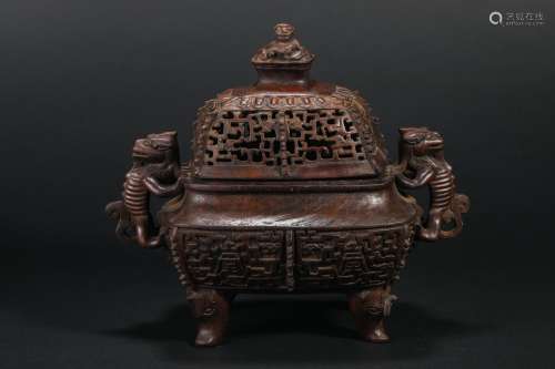 Qing Dynasty Agarwood Beast Head Aromatherapy Oven