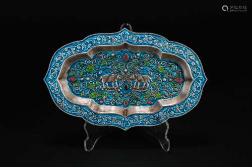Qing Dynasty Silver Burnt Blue Flower Plate