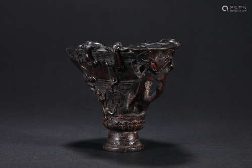 Qing Dynasty Agarwood and Beast Design Jue Cup
