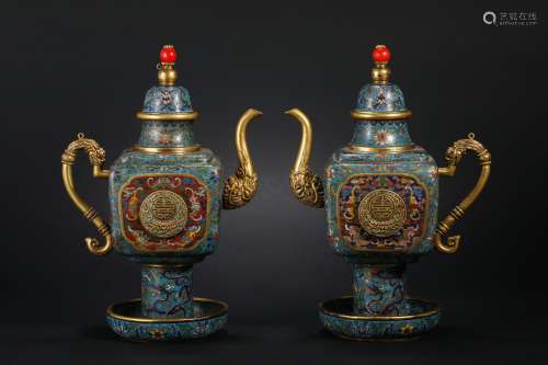 Qing Dynasty cloisonne flower portable pot