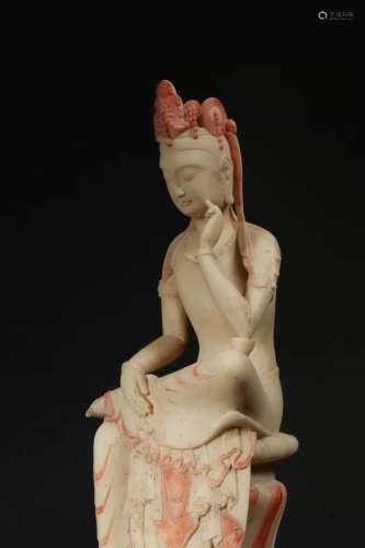 Han Dynasty Stone Guanyin Seated Statue