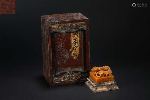 Qing Dynasty Shoushan Field Yellow Stone Animal Pattern seal