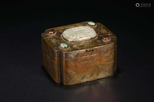 Qing Dynasty Hetian Jade Silver Compact