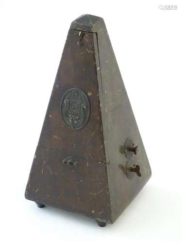 An early 20thC clockwork metronome, of pyramid form, with ma...