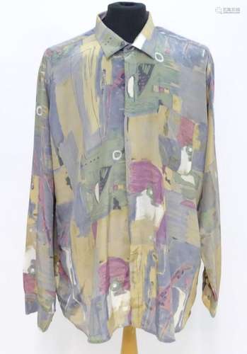 Vintage c A vintage Christian Dior silk shirt in pastel colo...