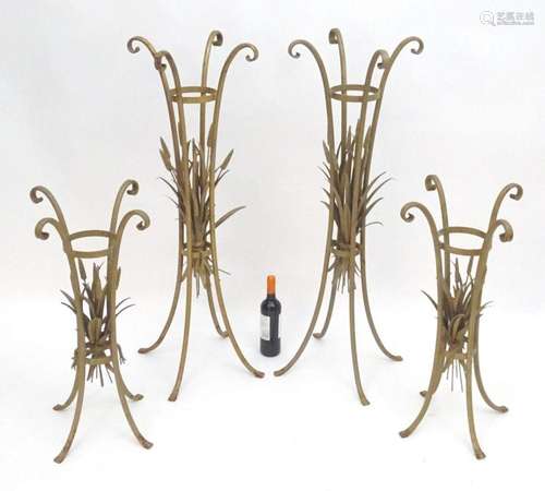 Garden & Architectural, Salvage: a set of four gilt meta...