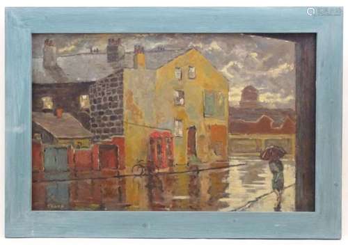 S. J. Troke, 20th century, Oil on board, Rainy day in Storey...