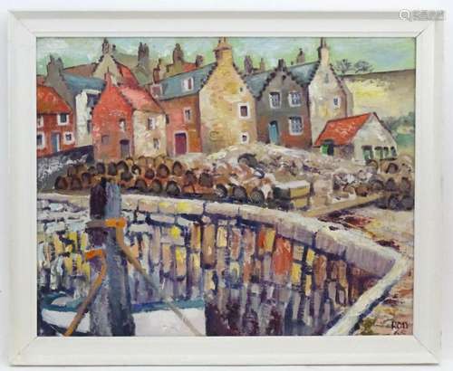 R. Davis, 20th century, Oil on canvas board, Crail Harbour, ...