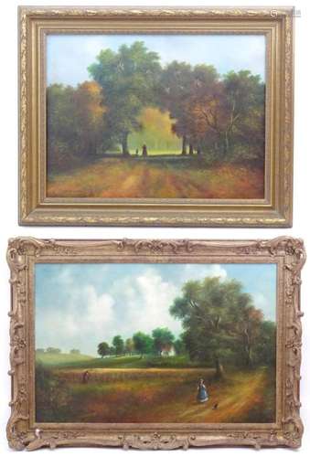 Ray Witchard, 20th century, Oil on canvas, x2, Two figures i...