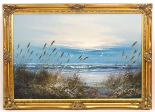 David Forbes, 20th century, Oil on canvas board, Shoreline w...