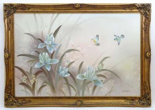 Annie Lee, 20th century, Oil on canvas board, Blossoming flo...