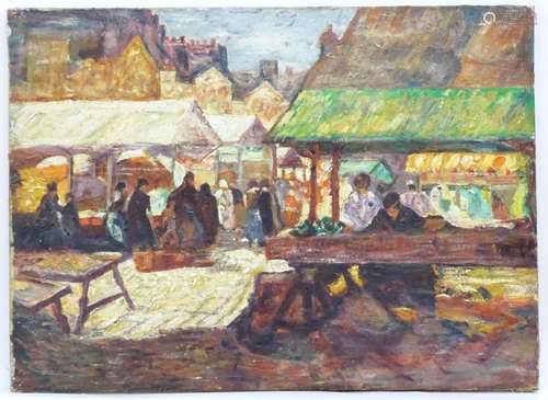 20th century, Continental School, Oil on canvas, A street sc...