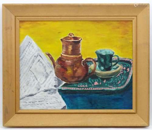 20th century, Continental School, Oil on board, A still life...