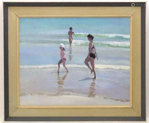 Peter Z Phillips, 20th century, Oil on canvas, Three childre...