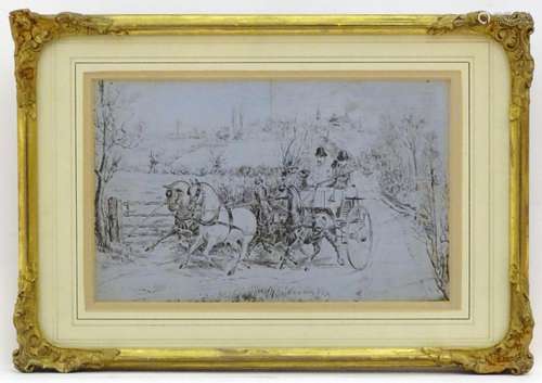 Randolph Caldecott (1846-1886), Pen and ink on embossed pape...