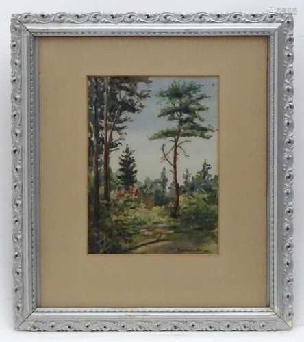 F. C. Warrington, 20th century, Watercolour, A wooded landsc...