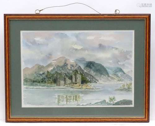 Walter Staples, 20th century, Watercolours, A castle scene w...