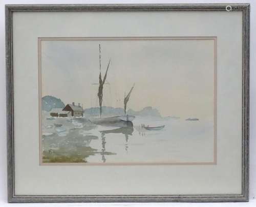 Walter Staples, 20th century, Watercolour, A coastal scene w...