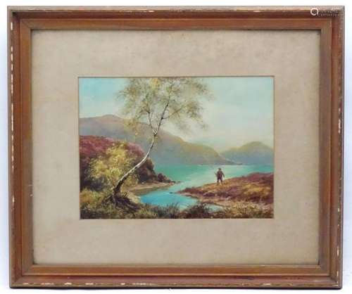 J. Brill, 19th century, Watercolour and gouache, A loch scen...