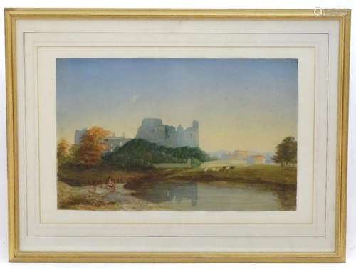 E. Harwood, 19th century, Watercolour, A landscape scene wit...