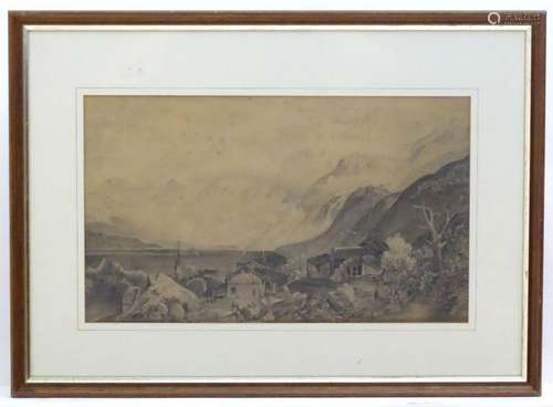 M. Rawson (1857-1921), Pencil and charcoal drawing, A rural ...