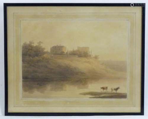 Manner of John Varley, 19th century, Sepia wash, Hampstead, ...