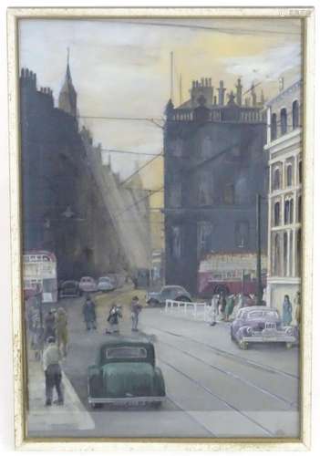 Deirdre Nicol, 20th century, Watercolour, A city street view...