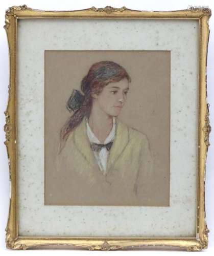 Early 20th century, Pastel, A portrait of a young lady with ...