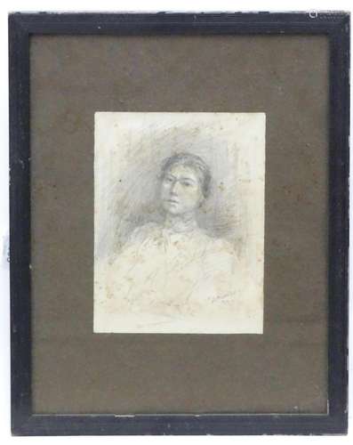 D. Robinson, 19th century, Pencil, A portrait of a seated yo...