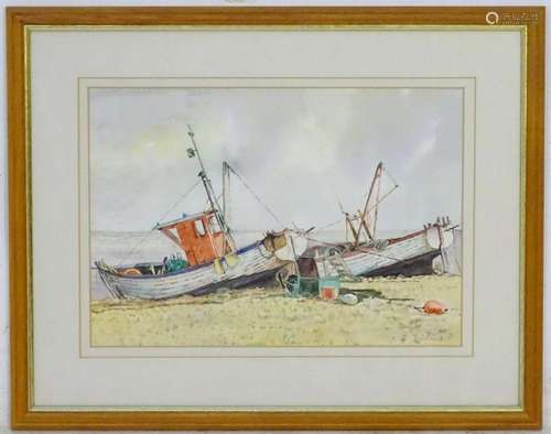 Dorothy Graham, 20th century, Watercolour, Fishing boats on ...