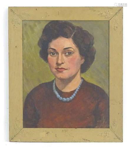 20th century, Oil on board, A portrait of a lady with short ...