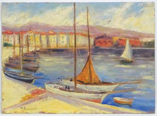 Paul Beauvais, 20th century, Oil on board, A harbour scene w...