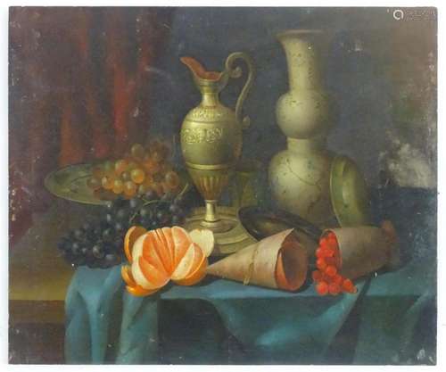 20th century, Continental School, Oil on board, A still life...