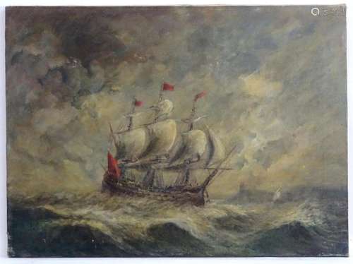 Early 20th century, Marine School, Oil on canvas, A clipper ...