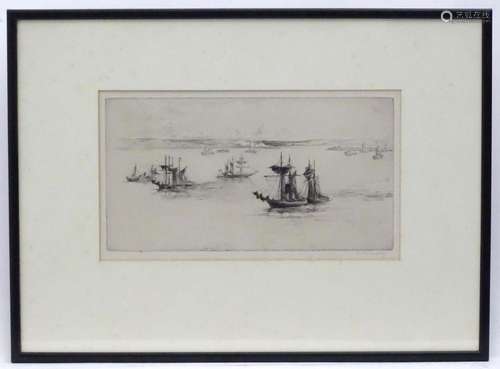 Sidney Tushingham (1884-1968), Etching, A seascape with boat...