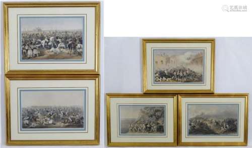 Five 19th century hand coloured lithographs after Captain Ge...