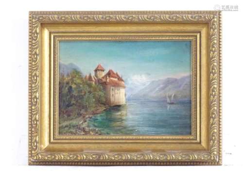 20th century, Swiss School, Oil on panel, Chateau Chillon, S...