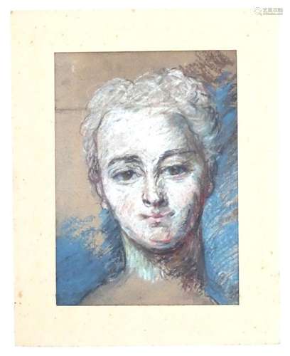 Early 20th century, Pastel on card, A portrait of the head o...