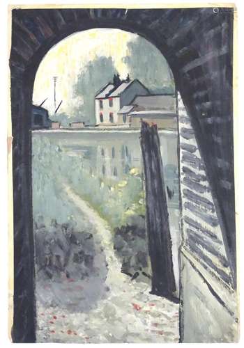 Philip Poyser (1912-1988), Oil on paper, A view of a house o...