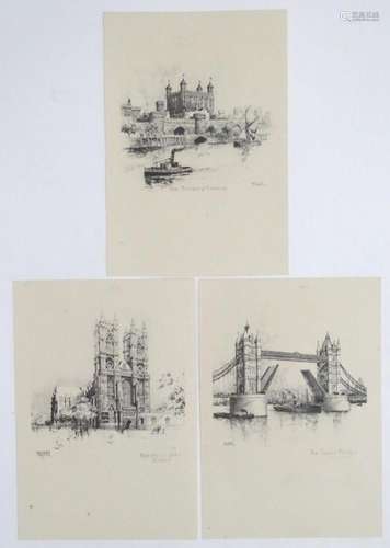 Ernest Coffin, 20th century, Three engravings, Westminster A...