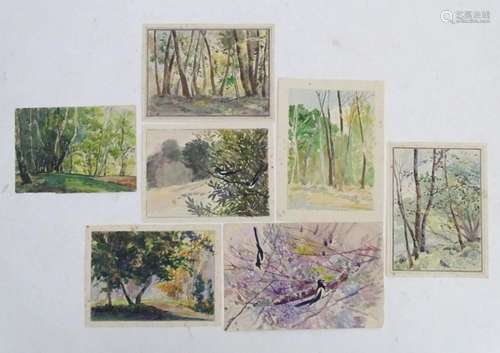 A quantity of watercolour landscape scenes, to include woodl...