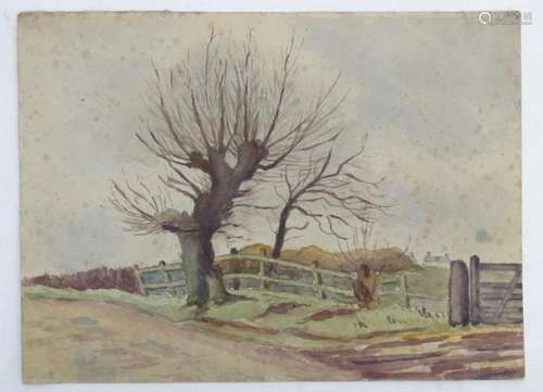 Phyllis Mclean, 20th century, Watercolour, A country path wi...