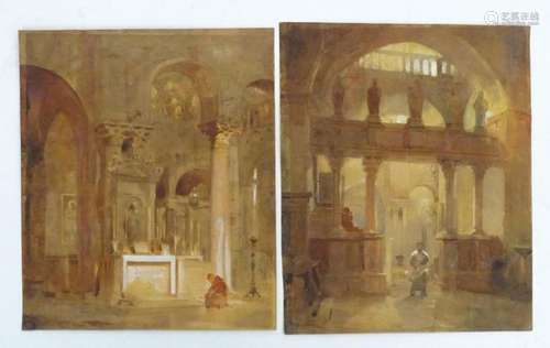 19th century, Continental School, Watercolours, A pair, Inte...