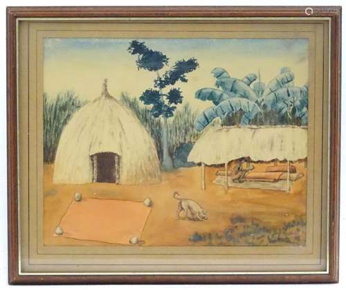 J. P. Ludu (1925-1965), Ugandan School, Watercolour, A rural...