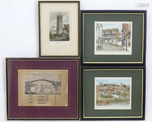 Four assorted prints to include two engravings comprising Pr...