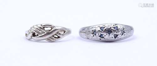 2 Silber Ringe 0.925 ,1x mit rund facc.Saphire,zus.3,5 g.